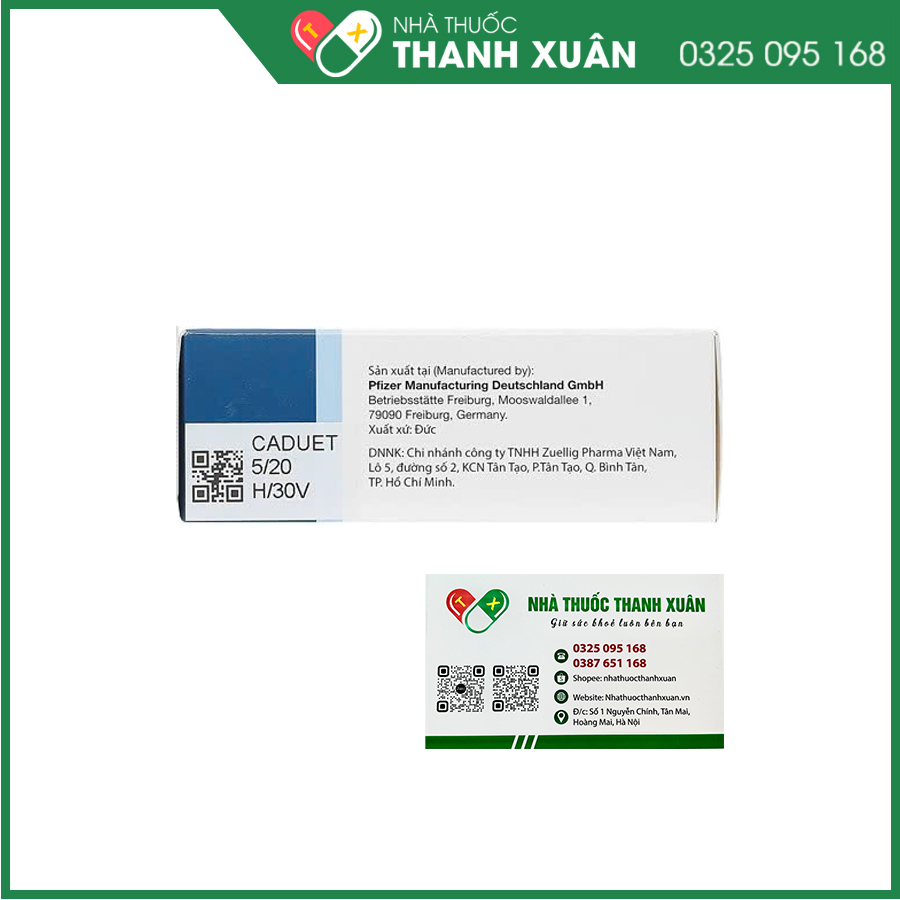 Caduet 5mg/20mg thuốc điều trị tăng huyết áp ở bệnh nhân cần điều trị bằng cả amlodipine và atorvastatin